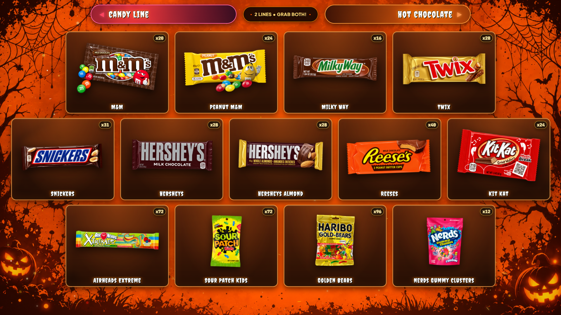 TV display guiding people through the Halloween candy setup